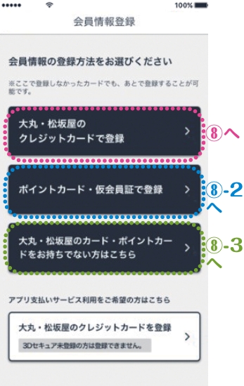 ⑦会員登録方法を選択 画面イメージ